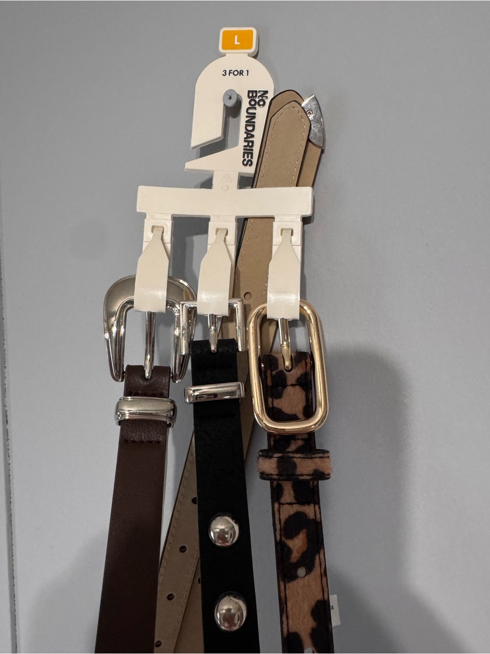 No Boundaries Women’s Belt Set - Brown, Black, Leopard - Picture 2 of 3
